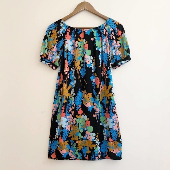 Tibi Floral Puff Sleeve Silk Shift Dress XS - Picture 5 of 8